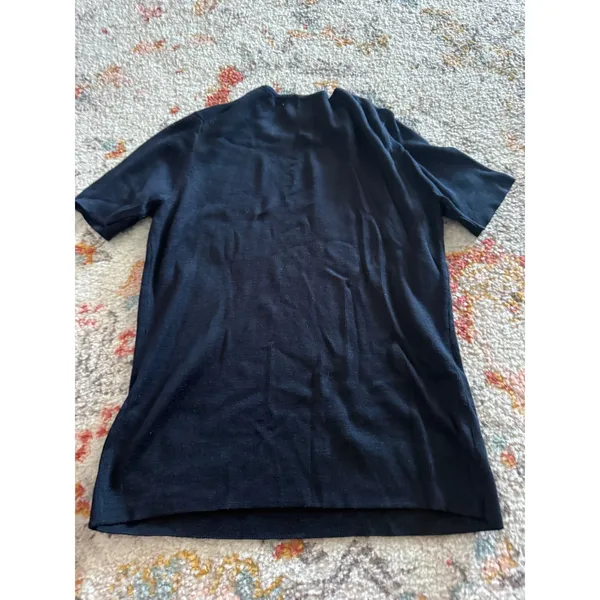 Lauren Ralph Lauren 100% Silk Short Sleeve Knit Top Black Old Money Small - Image 6