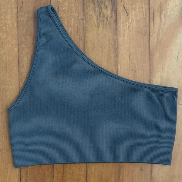 Setactive Set Active Size M L One Shoulder Ribbed Bralette Elegant Grey - Image 3