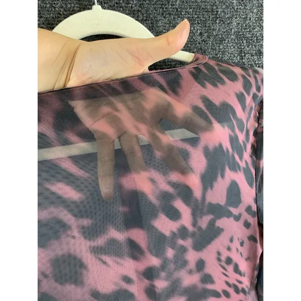 Missguided Mesh Maxi Dress Size S Pink Animal Print Henley Button Long Sleeve - Image 6