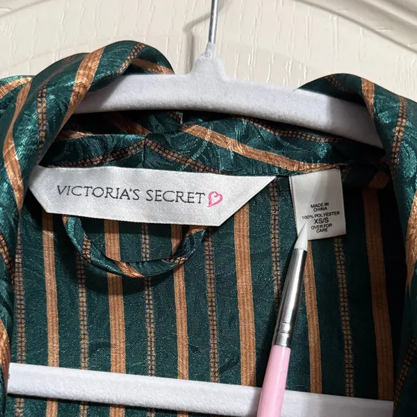 Vintage 90's Victoria's Secret Striped Robe Old Hollywood Glamour Regency Glam - Image 3