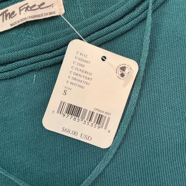 Free People We The Free Junebug Green Puff Sleeve Boxy Top S OB1683783 New - Image 3