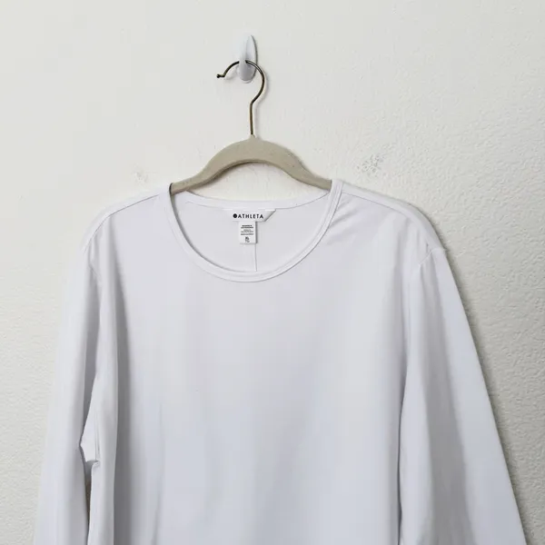[Athleta] Bright White Supima Cotton Crew Neck Long Sleeve Essential Top Size XL - Image 5