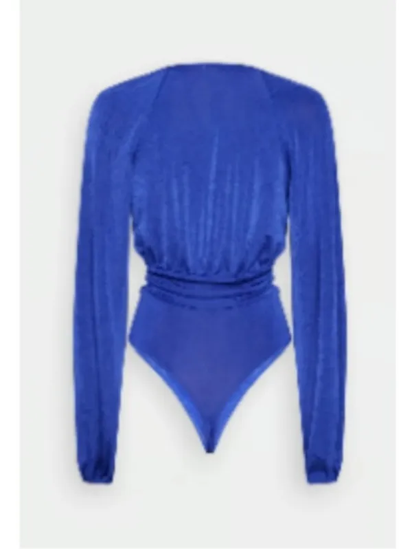 Free People Royal Blue Long Sleeve V-NeckThong Bodysuit Size Large - Image 2