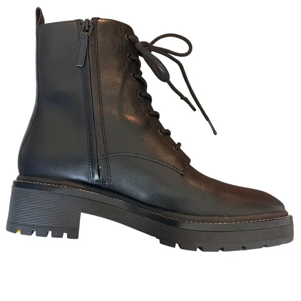 Tory Burch Miller 50mm Black Leather Lug Sole Combat Boots Size 8 - Image 5