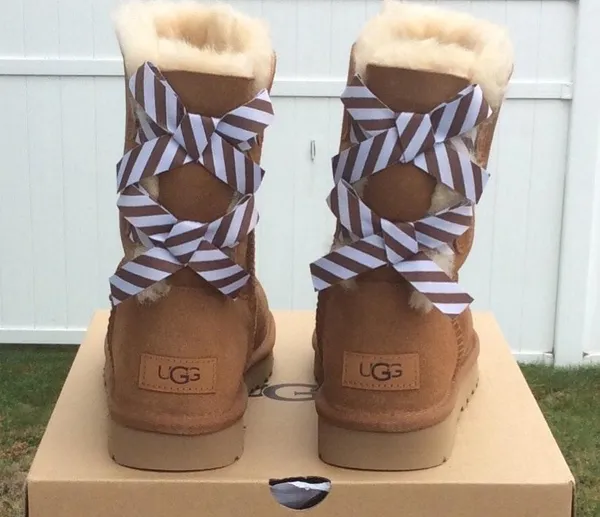 UGG Bailey Bow II Diagonal Stripe Boots - Image 3