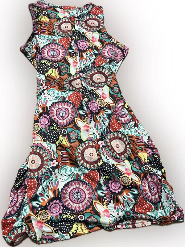 SHEIN Multicolor Floral Paisley Maxi Dress with cutout- Turquoise, Pink, Yellow - Image 4