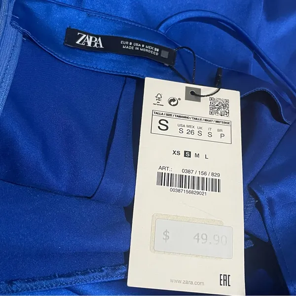 NWT Zara Draped Mini Dress Cobalt Blue Size Small - Image 4