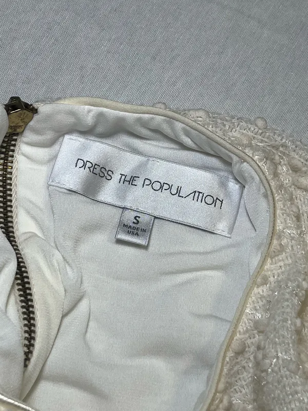 Dress The Population Sandra Textured Knit Body-Con Ivory Dress Size Small - Image 5