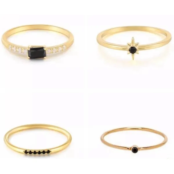Boutique Dainty Black‎ Onyx Yellow Gold Ring | Gold S925 - Image 13