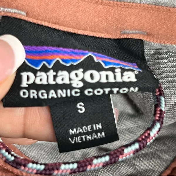 Patagonia Quilted Gray sweatshirt organic cotton snap pullover Sweater - Image 2