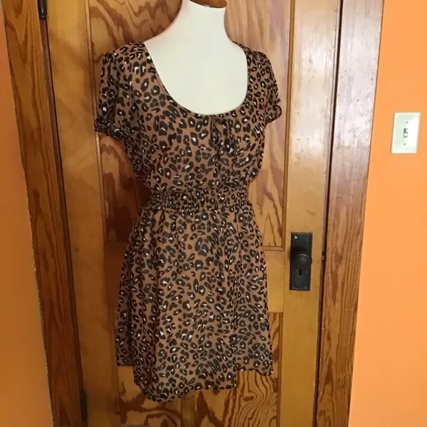 Evolutionary Apparel Leopard Print Dress | Short Sleeve Animal Print Mini - Image 7
