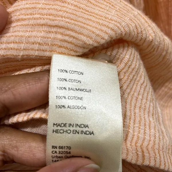 Anthropologie V-Neck Popover Cotton Long Sleeve Shirt in Orange Sz S - Image 10