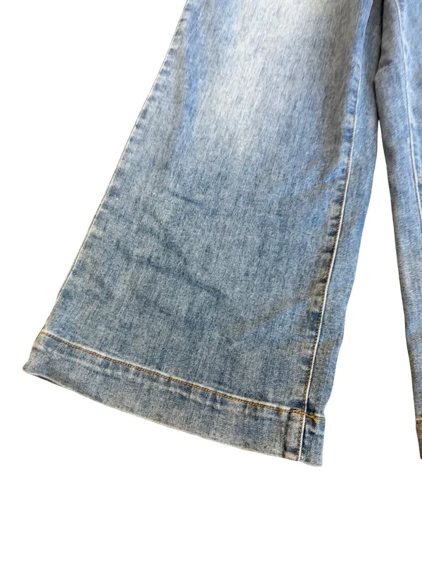 Tribal Jeans Audrey Light Wash Wide Leg Cropped Jeans Button Size 8 Women's NWT - Image 6