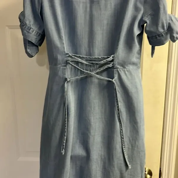 Blue Pair by Francesca’s Lyocell Short Sleeve Button Down Mini Dress- Medium - Image 12