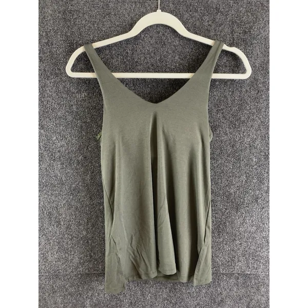 Athleta Essence Support Tank Top XS Olive Green V-Neck Built In Bra Camisole - Image 8