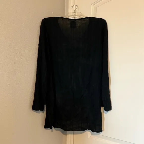 SALE Billabong Black Lace-Up Beach Cover-Up Dress Long Sleeve Boho Small - Image 13