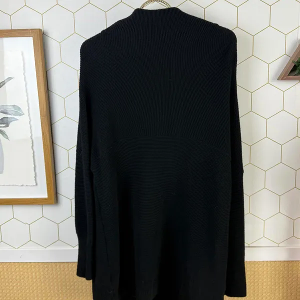 Free People Black Oversized Ottoman Slouchy Ribbed Tunic Sweater - Size - Small - Image 3