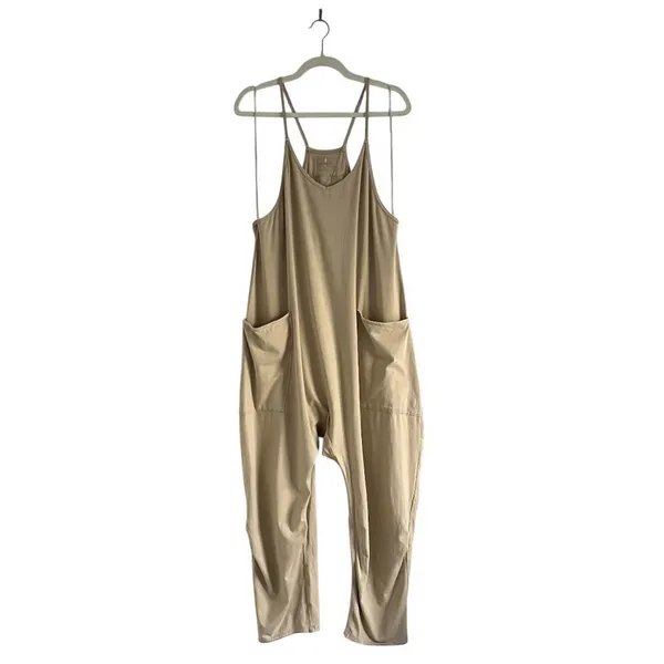 Free People Movement Hot Shot Mocha Latte Jumpsuit Oversize Loungewear - Image 2