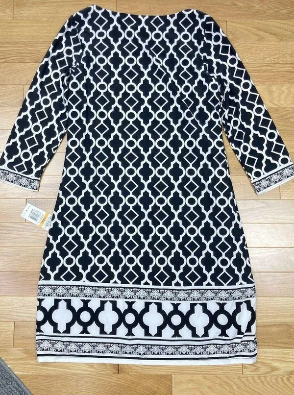 New INC International Concept Morrocan Window Shift Dress Womens Small Black $80 - Image 5