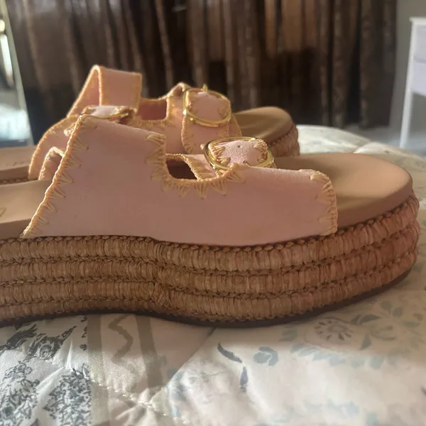 VICI Pink Woven Platform Sandals - Image 2