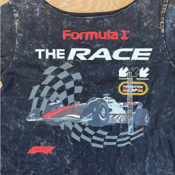 Aeropostale Formula 1 Off Shoulder Tee The Race Size XS Black Red Gray - Image 2