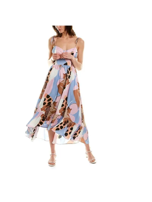 Anthropologie Hutch Arielle Maxi Dress in Peri Floral Geo Pastel Womens Size‎ 6 - Image 4