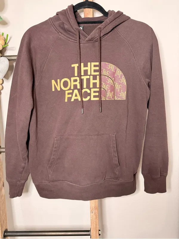 The North Face Brown Logo Hoodie Sweatshirt Size Small - Image 2