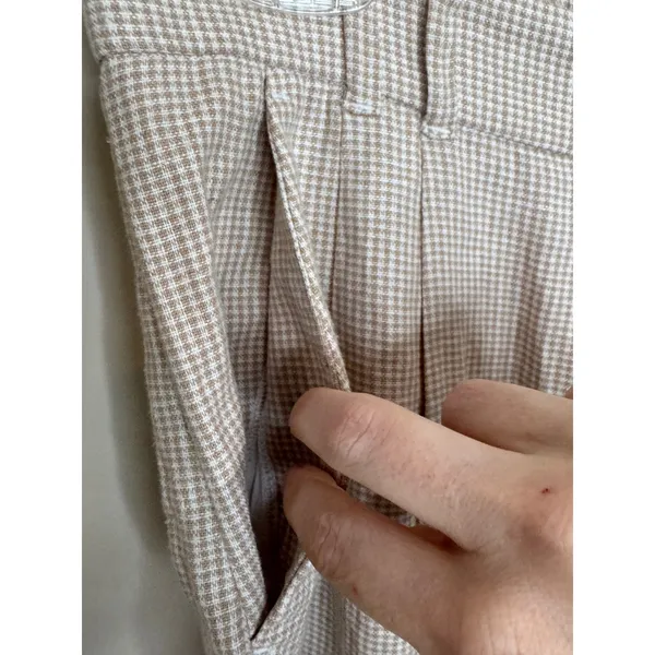 Abercrombie & Fitch Tan White Checked Pants Sz‎ S Linen Blend - Image 4