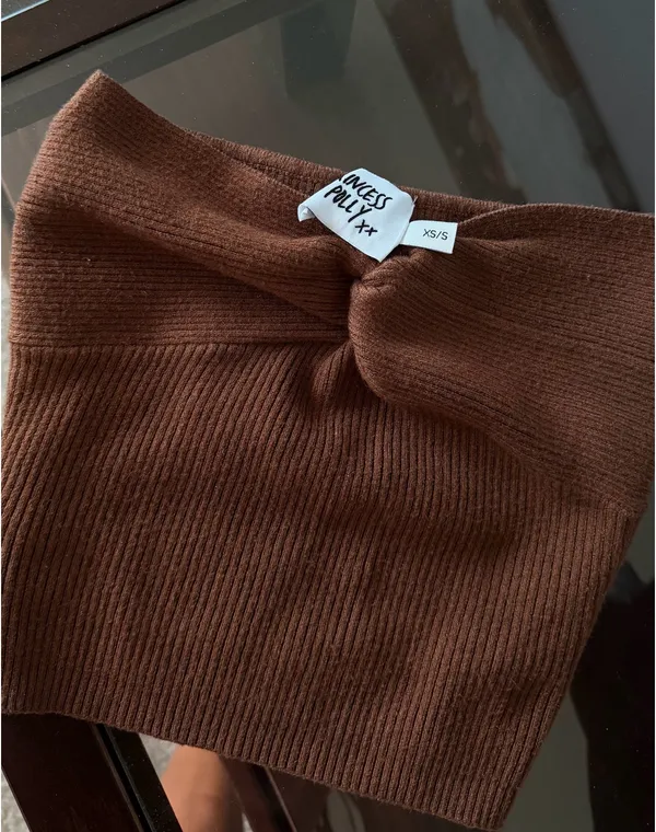 Princess Polly Brown Strapless Knit Crop Top - Image 4