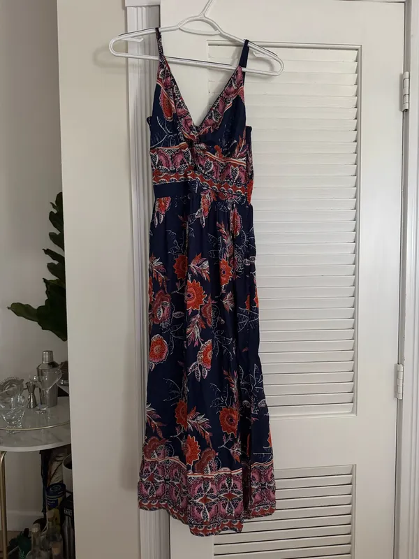 Floral Midi Dress Blue Size XS - Image 3