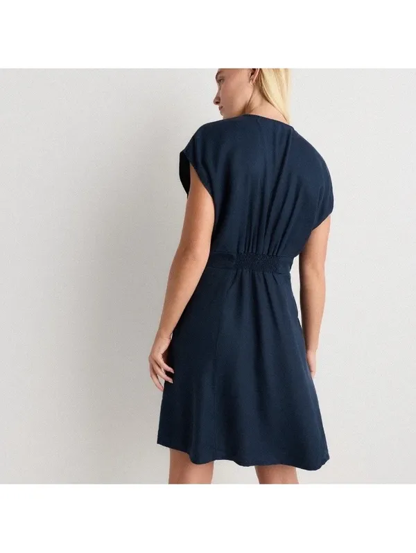NWT Quince Vintage Wash Tencel Button Front Dress in Midnight Blue Women’s Small - Image 16