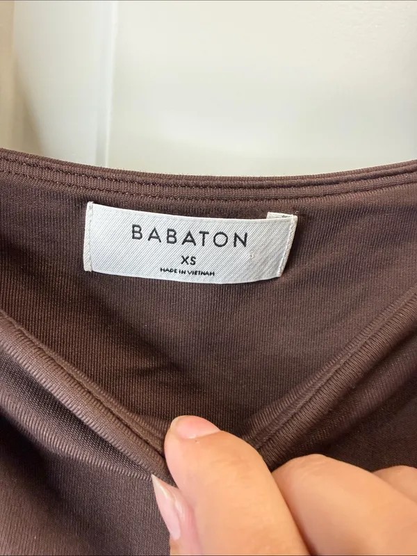 Aritzia Babaton Squareneck Bodysuit Long Sleeve Brown XS - Image 4