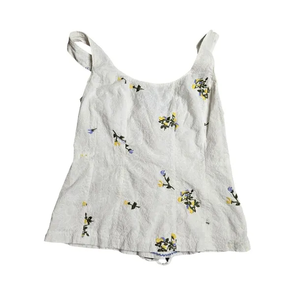 Anthropologie Vanessa Virginia Dandelion Embroidered‎ Floral Peplum Top Size: 6 - Image 2