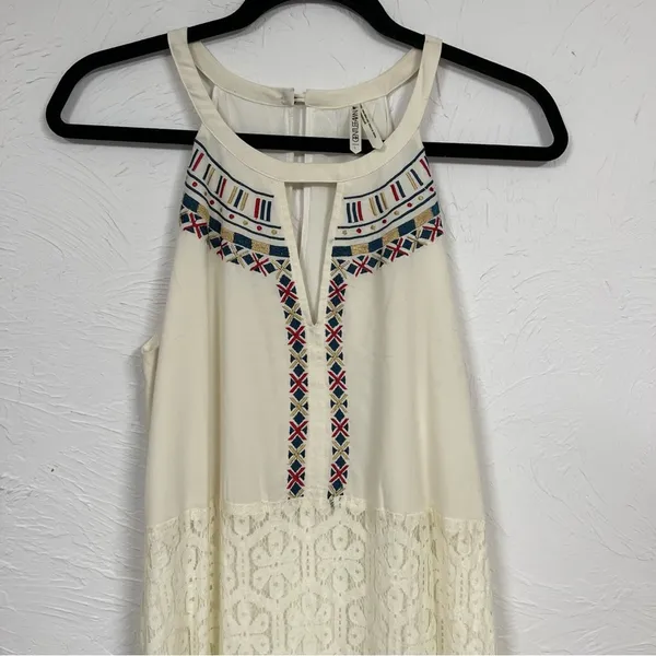Gentle Fawn Gream Lace Embroidered Maxi Dress Womens L Boho Festival Sleeveless - Image 3