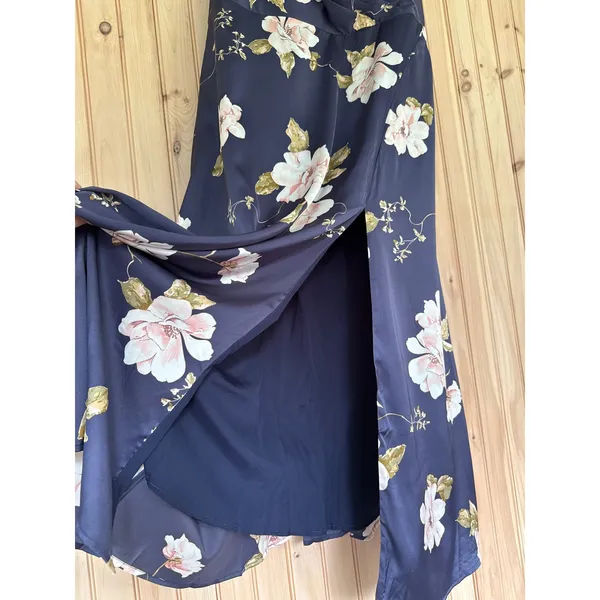 NWT Lulus Radiant Occasion Navy Blue Floral Satin A-Line Maxi Dress Resort Sz 3X - Image 5