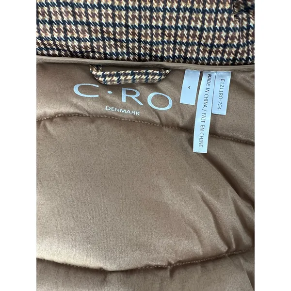 C-RO Denmark Houndstooth‎ 2-Way Stretch Puffer Coat with Faux Fur Hood Size 4 - Image 12