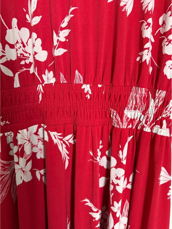 London Times Dress Size 10 Red Floral Cottage Coquette Girl Retro Tropical Flare - Image 7