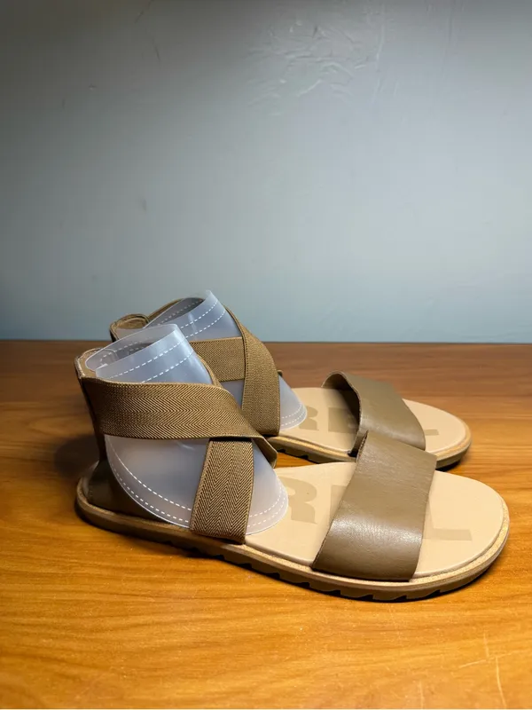 Sorel Ella Strappy Leather Ankle Strap Elastic Tan Beige Sandals Casual 6.5‎ - Image 3