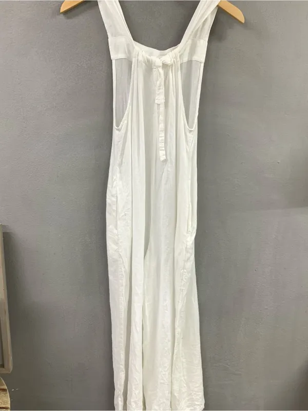 haute hippie white linen blend sheer bikini romper cover up - Image 7