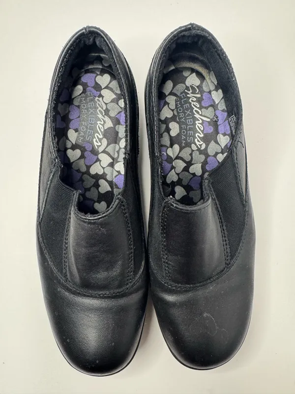 Skechers Black Leather Memory Foam Comfort Loafers Women's Size 8.5 - Image 2