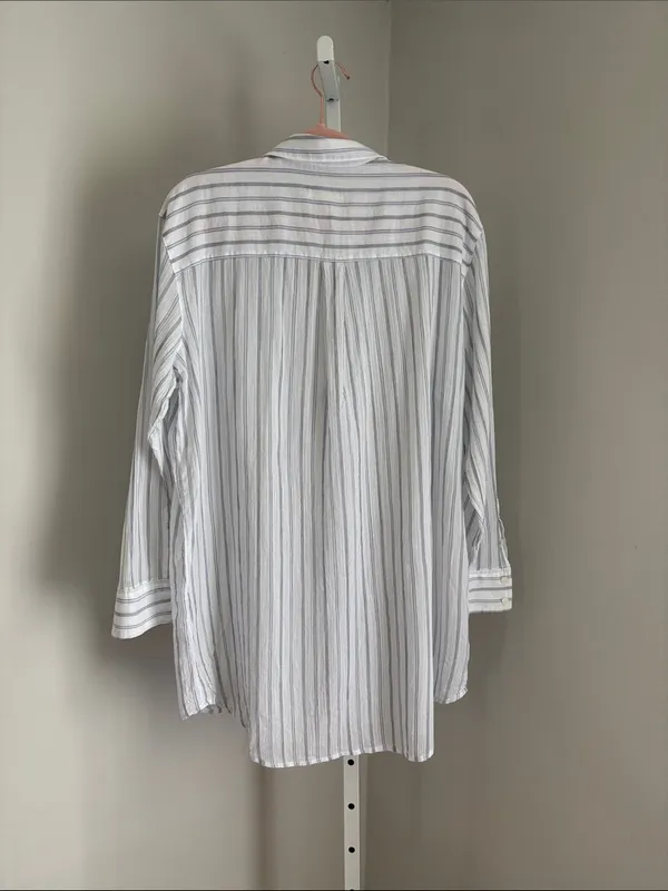 Treasure & Bond Casual Blue & White Striped Button-Up Tunic Shirt Womens Sz XL - Image 2