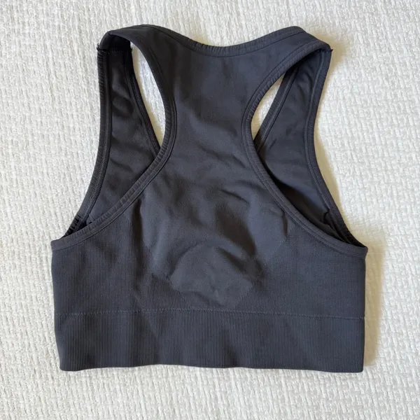 NWOT Free People FP Movement Sports Bra XS Gray Racerback Ribbed Bralette - Image 2