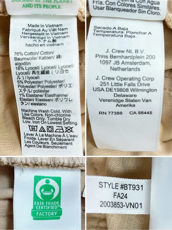 J. Crew Tall Wide Leg Corduroy Pants 26T Tan High Rise Trouser Jeans Stretch - Image 8