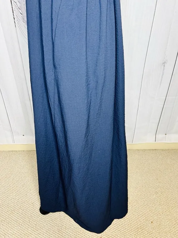 Davi & Dani Maxi Dress Sz L Navy Open Back Ladder Strap Smocked Front Sleeveless - Image 7