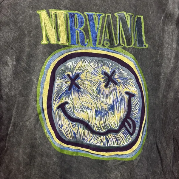 Nirvana Graphic Smiley Face Charcoal T-Shirt XL - Image 2