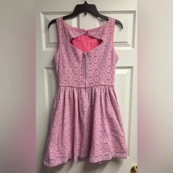 Lilly Pulitzer “Aleesa” Fit & Flare Pink Lace Sleeveless Mini Dress Size 8 - Image 5