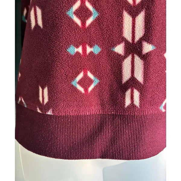 Eddie Bauer Fleece Top Sweater Crew Neck Medium Aztec Print - Image 2