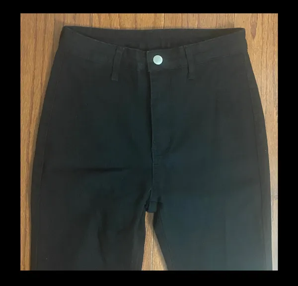Black high rise rugged jeans- Size Small -Tall. gently warn& are in excellent condition. measurements approximately 13” waste x 44” long x 10” rise. Non smoking home. priced to sell at as is condition. Don’t like my price, make reasonable offer! And thank you for checking my closet. - Image 3