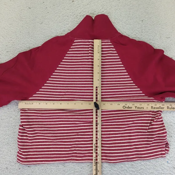 PILCRO Collared Half Zip Red Striped Cropped Quarter Pullover Sweatshirt‎ Medium - Image 5