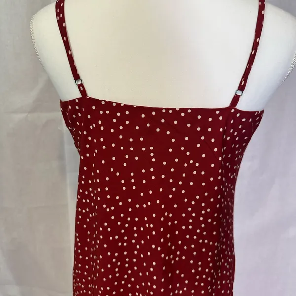 Chic Burgundy Polka Dot Mini Skirt Red Size 6 - Image 3